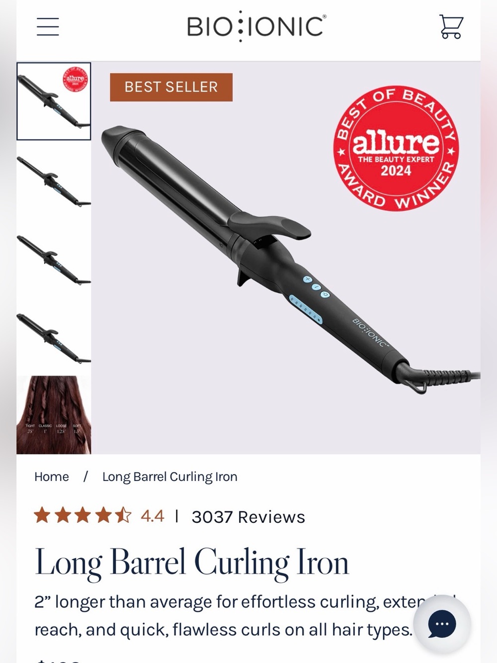 Bio Ionic 1.5” Long Barrel Curling Iron - *Excellent Condition*